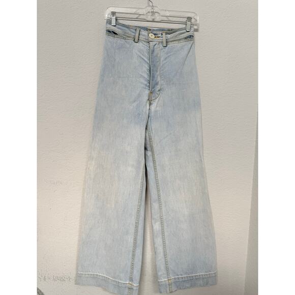 Jesse Kamm Sailor Jeans High Waist Wide Leg Denim Light Wash Size 0 - Picture 2 of 9